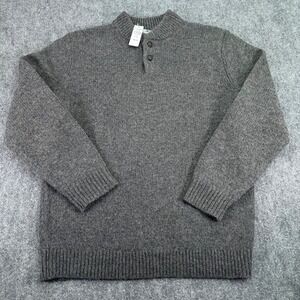 LL Bean Sweater Men XLT Tall Charcoal Classic Raggwool Henley 100% Lambswool NEW